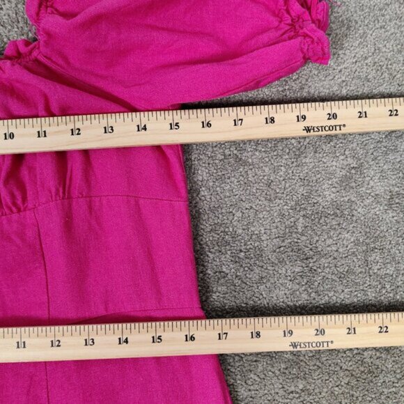 Dynamite Women's Dress Size L Pink Linen Rayon Barbiecore Summer Beach Stylish - Picture 8 of 9